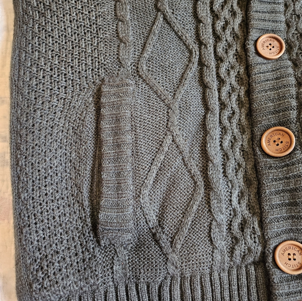 NWT American Stitch Men's Green Hooded Cardigan-Style Jacket/Coat Size Medium - Picture 6 of 13